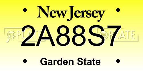2A88S7 New Jersey License Plate