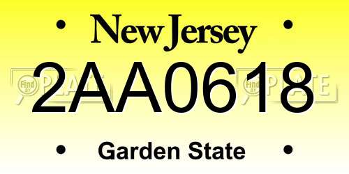 2AA0618 New Jersey License Plate