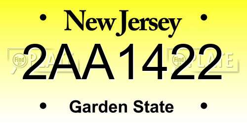 2AA1422 New Jersey License Plate