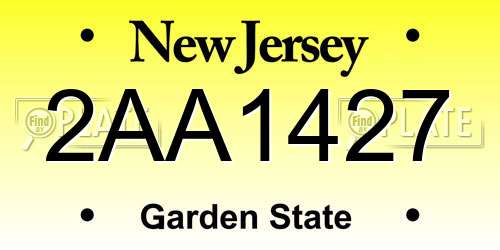 2AA1427 New Jersey License Plate