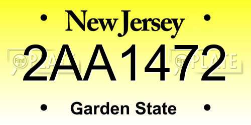 2AA1472 New Jersey License Plate