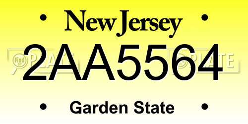 2AA5564 New Jersey License Plate