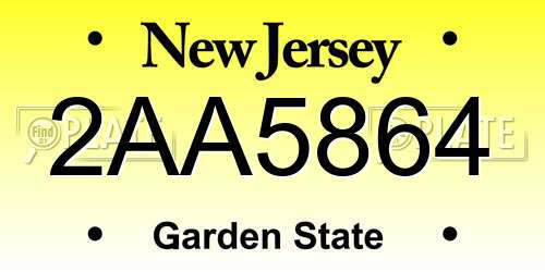 2AA5864 New Jersey License Plate