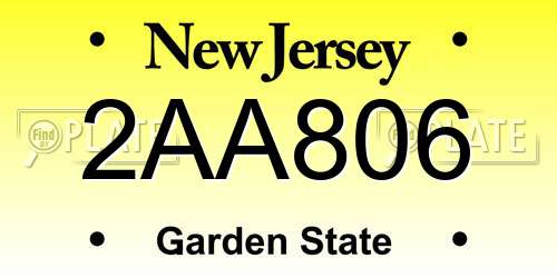 2AA806 New Jersey License Plate