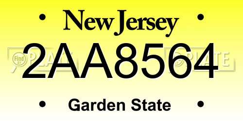 2AA8564 New Jersey License Plate