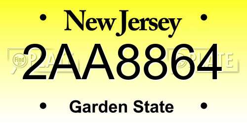 2AA8864 New Jersey License Plate