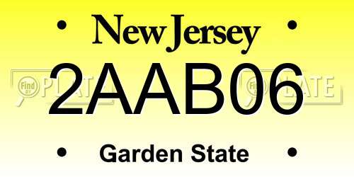 2AAB06 New Jersey License Plate