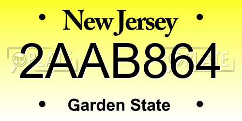2AAB864 New Jersey License Plate
