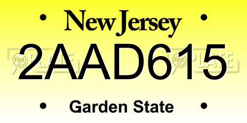 2AAD615 New Jersey License Plate