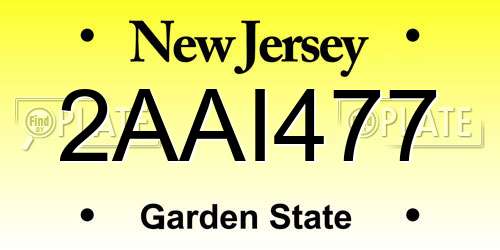 2AAI477 New Jersey License Plate