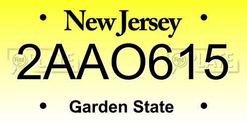 2AAO615 New Jersey License Plate