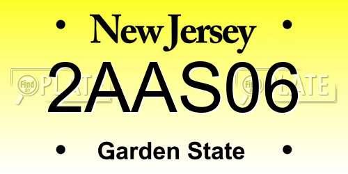 2AAS06 New Jersey License Plate