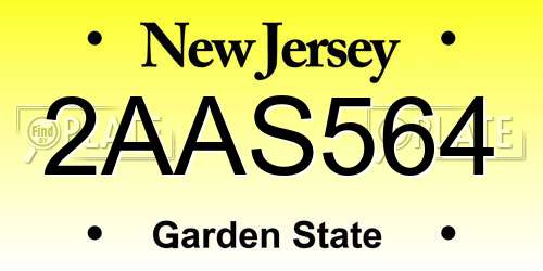 2AAS564 New Jersey License Plate