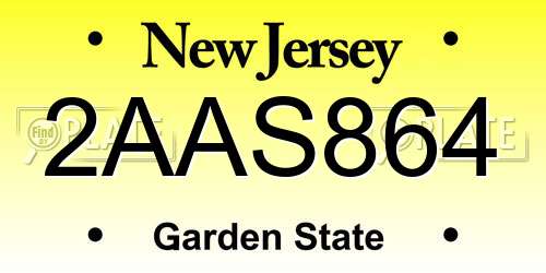 2AAS864 New Jersey License Plate