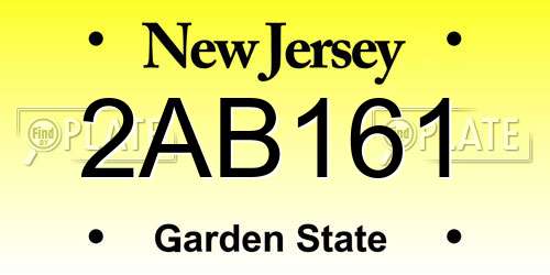 2AB161 New Jersey License Plate