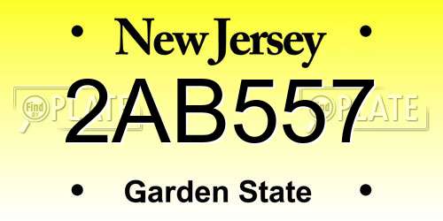 2AB557 New Jersey License Plate