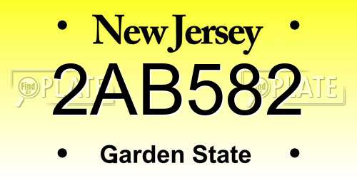 2AB582 New Jersey License Plate