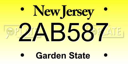 2AB587 New Jersey License Plate