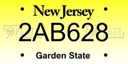 2AB628 New Jersey License Plate