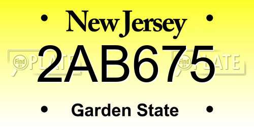 2AB675 New Jersey License Plate