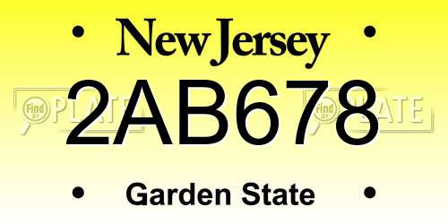 2AB678 New Jersey License Plate
