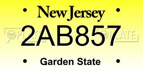 2AB857 New Jersey License Plate