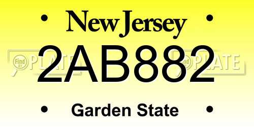 2AB882 New Jersey License Plate