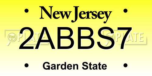 2ABBS7 New Jersey License Plate