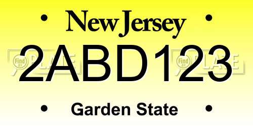 2ABD123 New Jersey License Plate