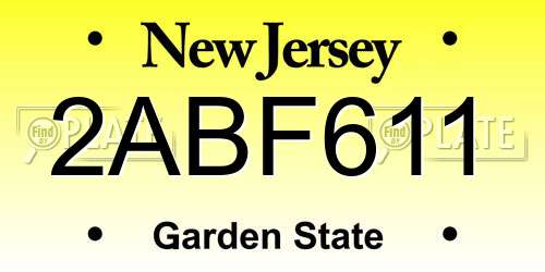 2ABF611 New Jersey License Plate