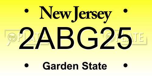 2ABG25 New Jersey License Plate