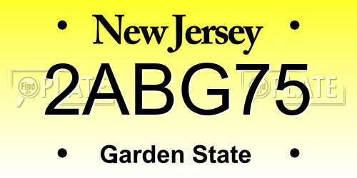 2ABG75 New Jersey License Plate