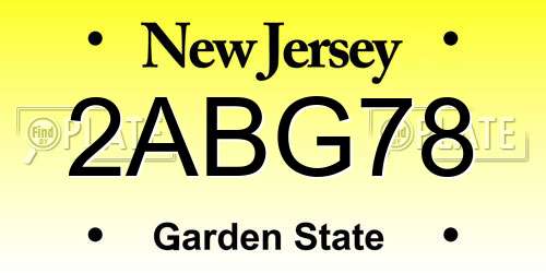 2ABG78 New Jersey License Plate