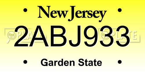 2ABJ933 New Jersey License Plate