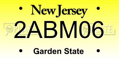 2ABM06 New Jersey License Plate