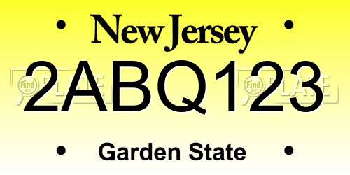 2ABQ123 New Jersey License Plate