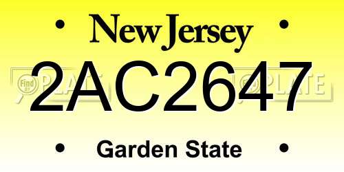 2AC2647 New Jersey License Plate