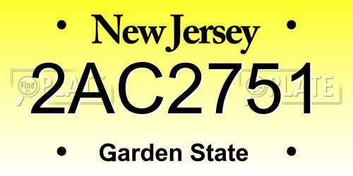 2AC2751 New Jersey License Plate