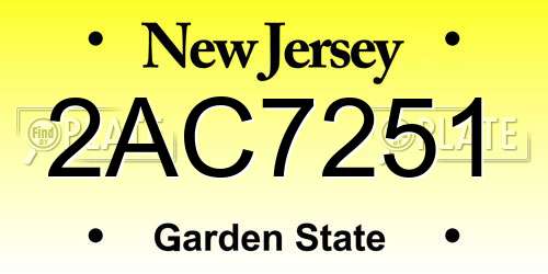 2AC7251 New Jersey License Plate