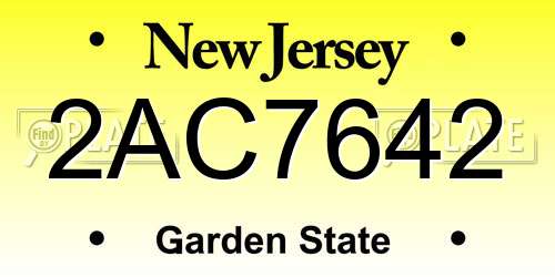 2AC7642 New Jersey License Plate