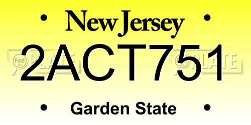 2ACT751 New Jersey License Plate