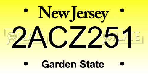 2ACZ251 New Jersey License Plate