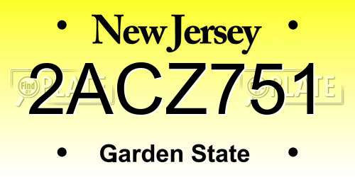 2ACZ751 New Jersey License Plate