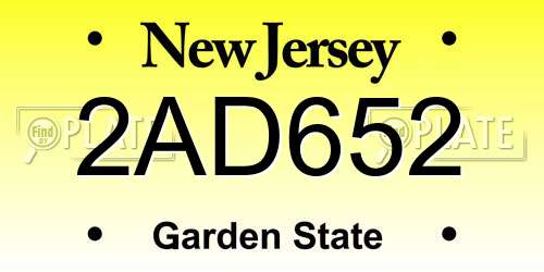 2AD652 New Jersey License Plate