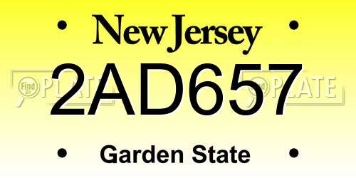 2AD657 New Jersey License Plate