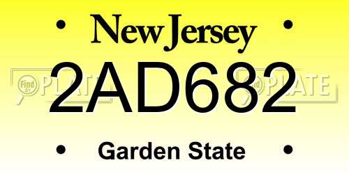 2AD682 New Jersey License Plate