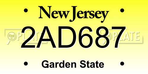 2AD687 New Jersey License Plate