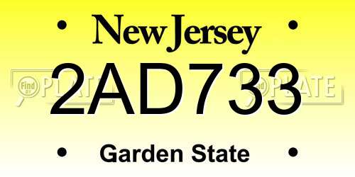 2AD733 New Jersey License Plate