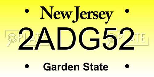 2ADG52 New Jersey License Plate