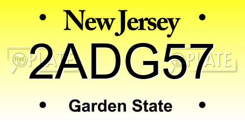2ADG57 New Jersey License Plate
